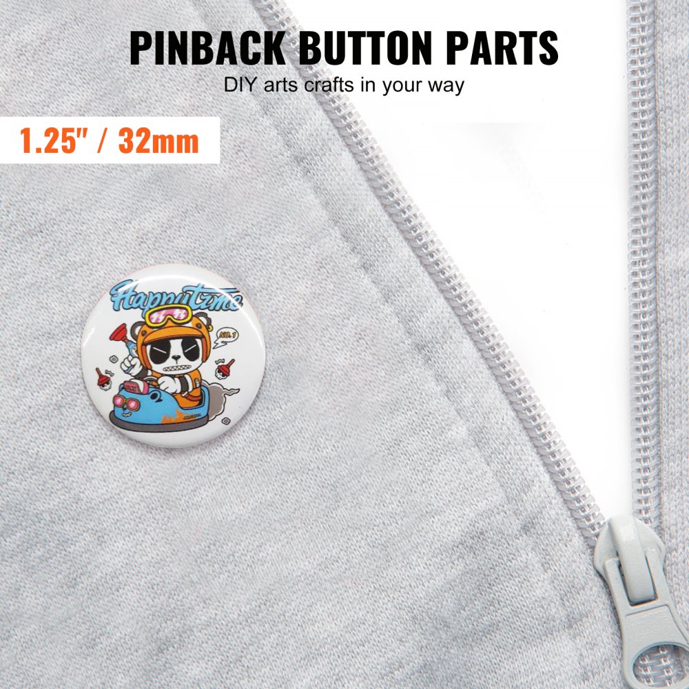 500 sets of 1.25" pin back button parts with metal covers and plastic bottoms for button makers.