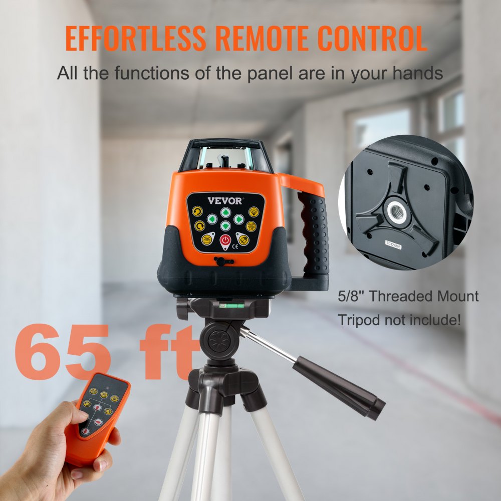 Bostome 2000ft green rotary laser level with IP66 rating and rechargeable battery for durability.