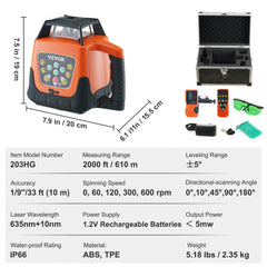 Bostome 2000ft green rotary laser level with IP66 rating and remote control for precise alignment.