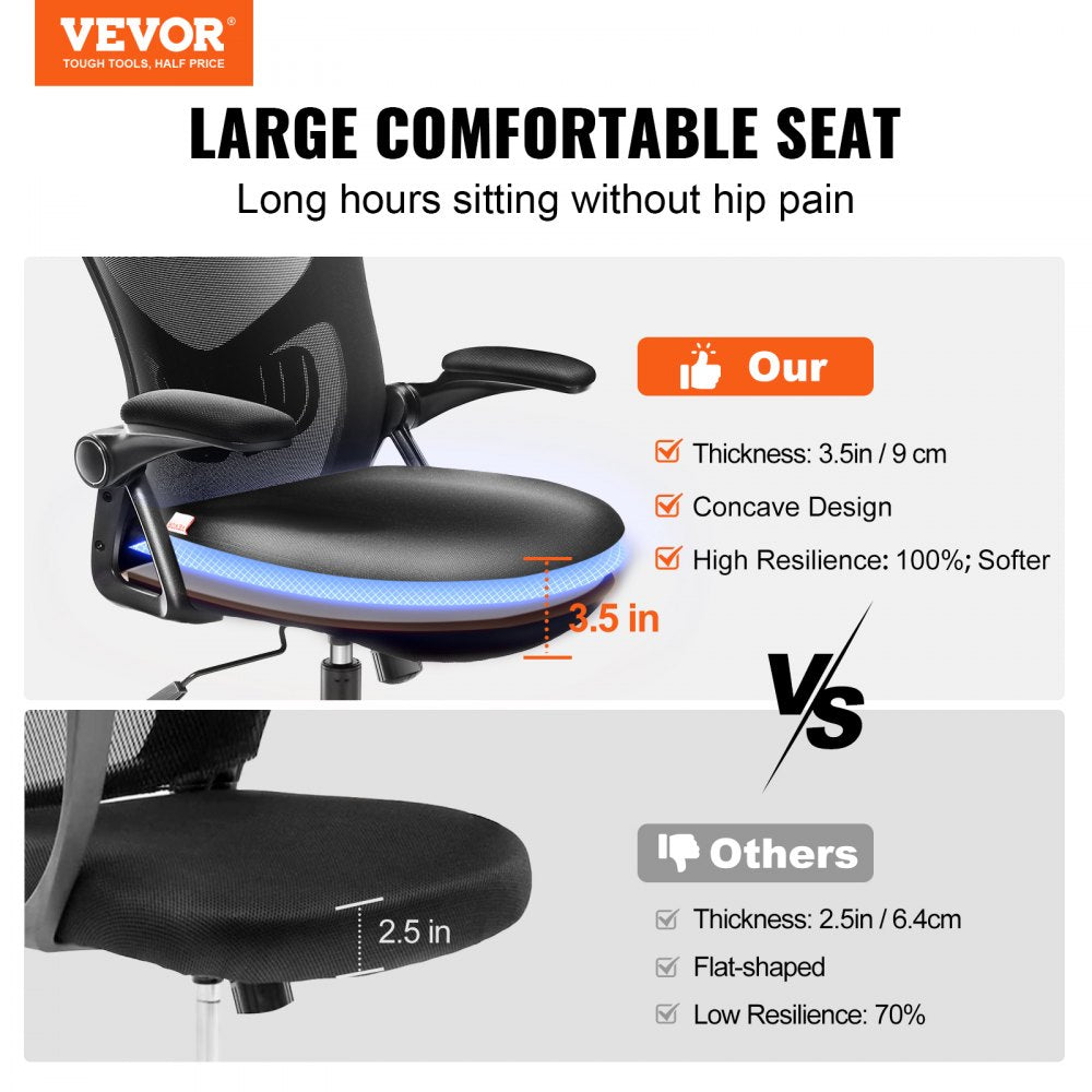 Office Chair with Adjustable Lumbar Support, High Back Ergonomic Desk Chair with Adjustable Headrest, Ergonomic Office Chair Backrest with 2D Armrest, Computer Chair for Home, Office