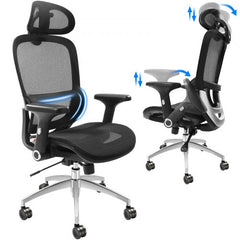 Ergonomic Office Chair, Desk Chair with Mesh Seat, Angle and Height Adjustable Home Office Chair with Back, Lumbar and Head Support, Swivel Computer Task Chair