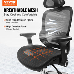 Ergonomic Office Chair, Desk Chair with Mesh Seat, Angle and Height Adjustable Home Office Chair with Back, Lumbar and Head Support, Swivel Computer Task Chair