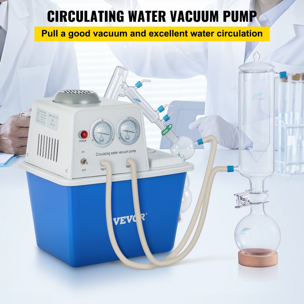 Lab Multi-Purpose Water Circulating Vacuum Pump,15L, with 2 Off-Gas Taps,Stainless Vacuum Pump 180W 110V,Anti-Corrosion Pump Lab Chemistry Equipment