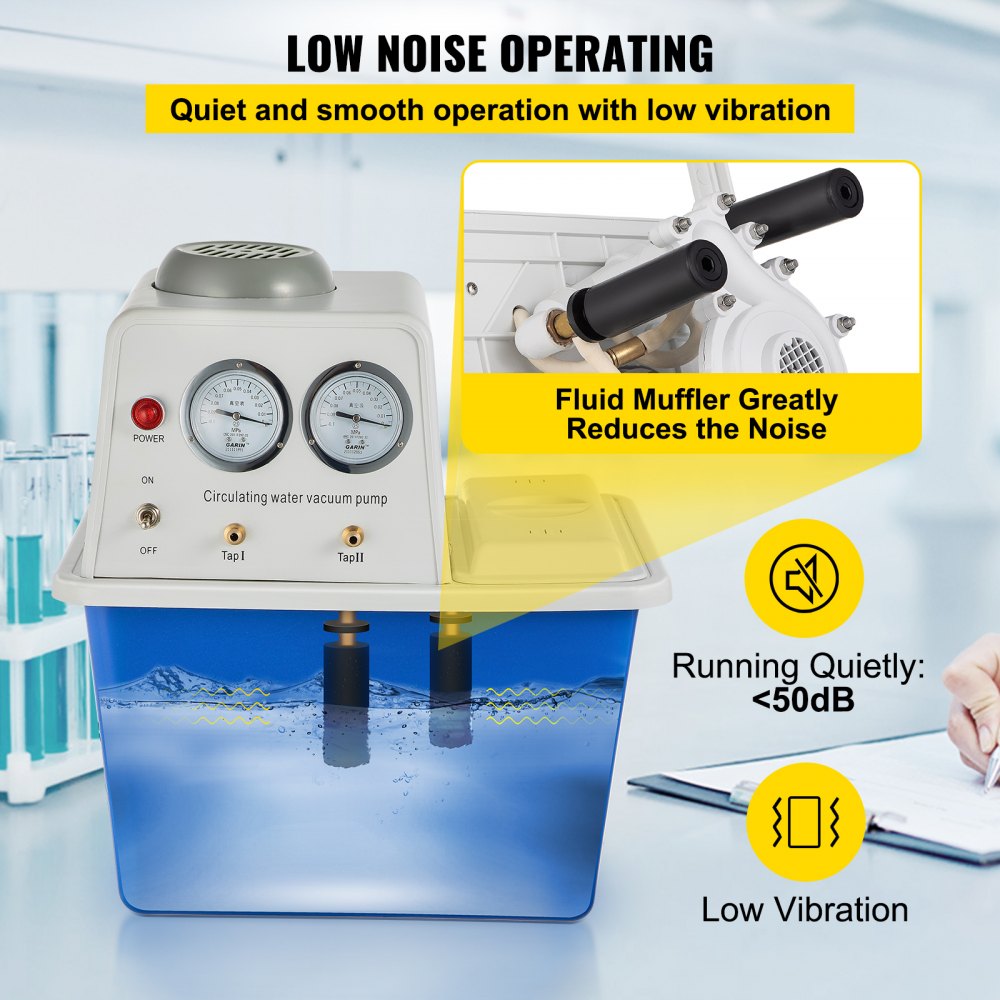 Lab Multi-Purpose Water Circulating Vacuum Pump,15L, with 2 Off-Gas Taps,Stainless Vacuum Pump 180W 110V,Anti-Corrosion Pump Lab Chemistry Equipment