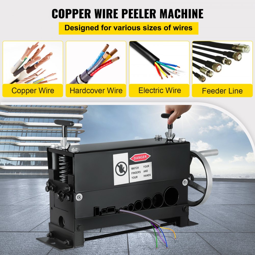 Cable Wire Stripping Machine Φ1.5mm~Φ20mm Wire Stripping Machine 10 Channels Wire Stripping Machine Tool Manual Hand Cranked Industrial Wire Stripping Recycle (10 Channels)