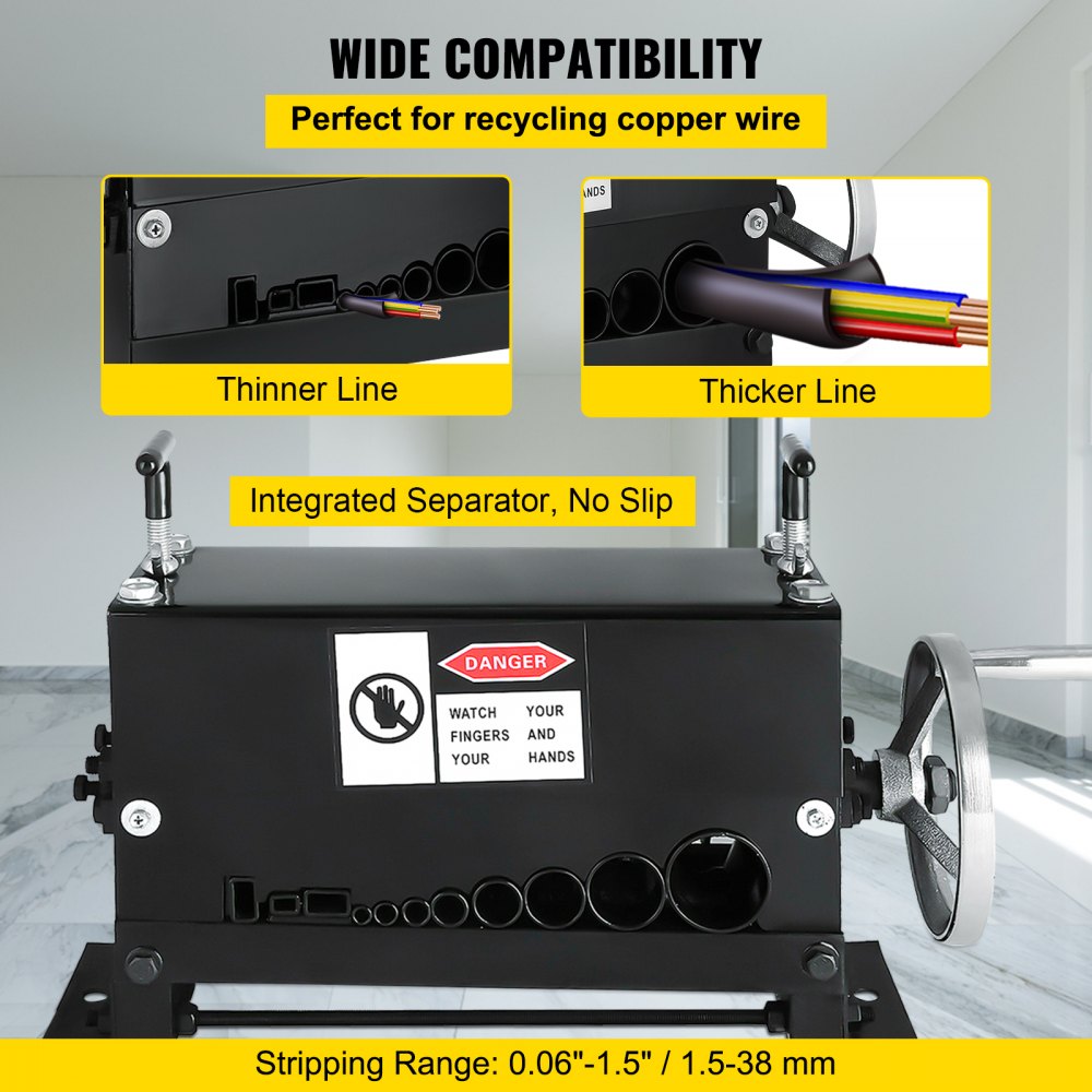 Cable Wire Stripping Machine Φ1.5mm~Φ20mm Wire Stripping Machine 10 Channels Wire Stripping Machine Tool Manual Hand Cranked Industrial Wire Stripping Recycle (10 Channels)