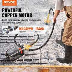Bostome Electric Concrete Vibrator with 1500W motor and 14.75ft flexible shaft for compaction.