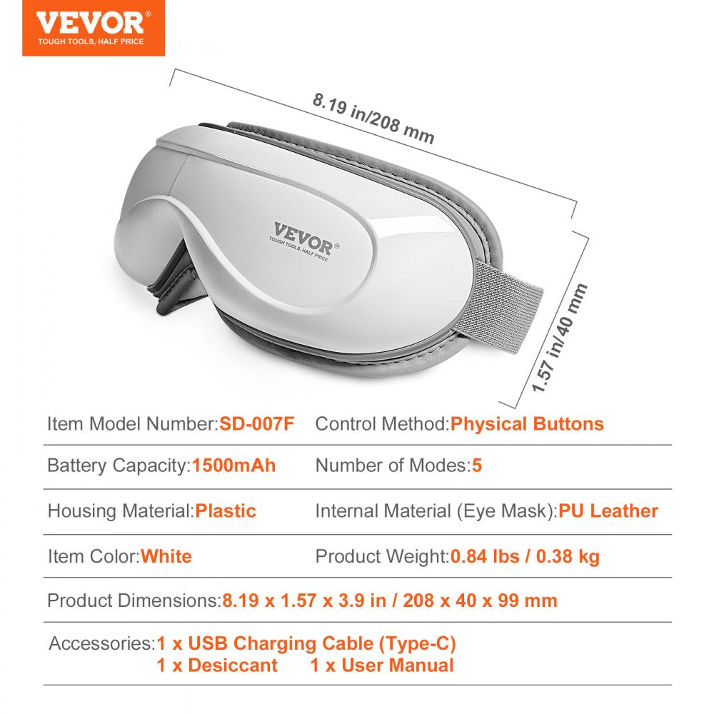 Heated Eye Massager Eye Care Device 5 Modes Bluetooth Music 180° Foldable