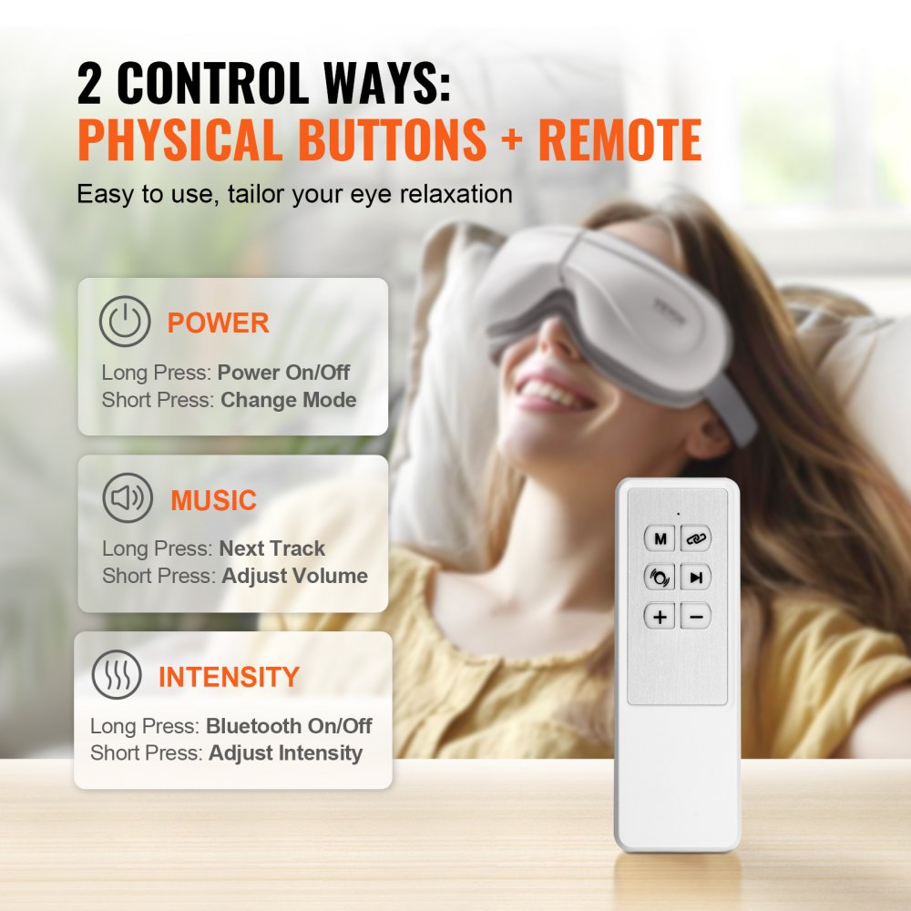 Eye Massager with Heat & Remote Eye Care Device 5 Modes Bluetooth Music
