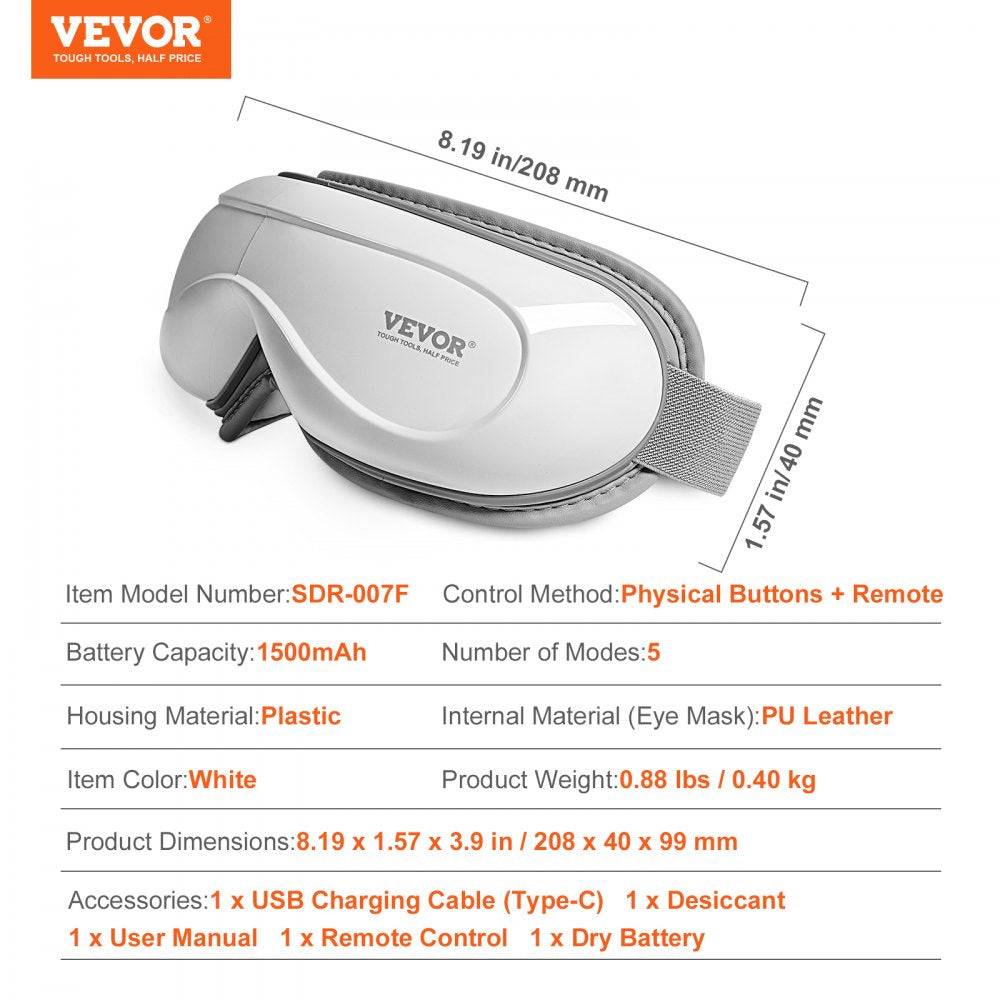 Eye Massager with Heat & Remote Eye Care Device 5 Modes Bluetooth Music