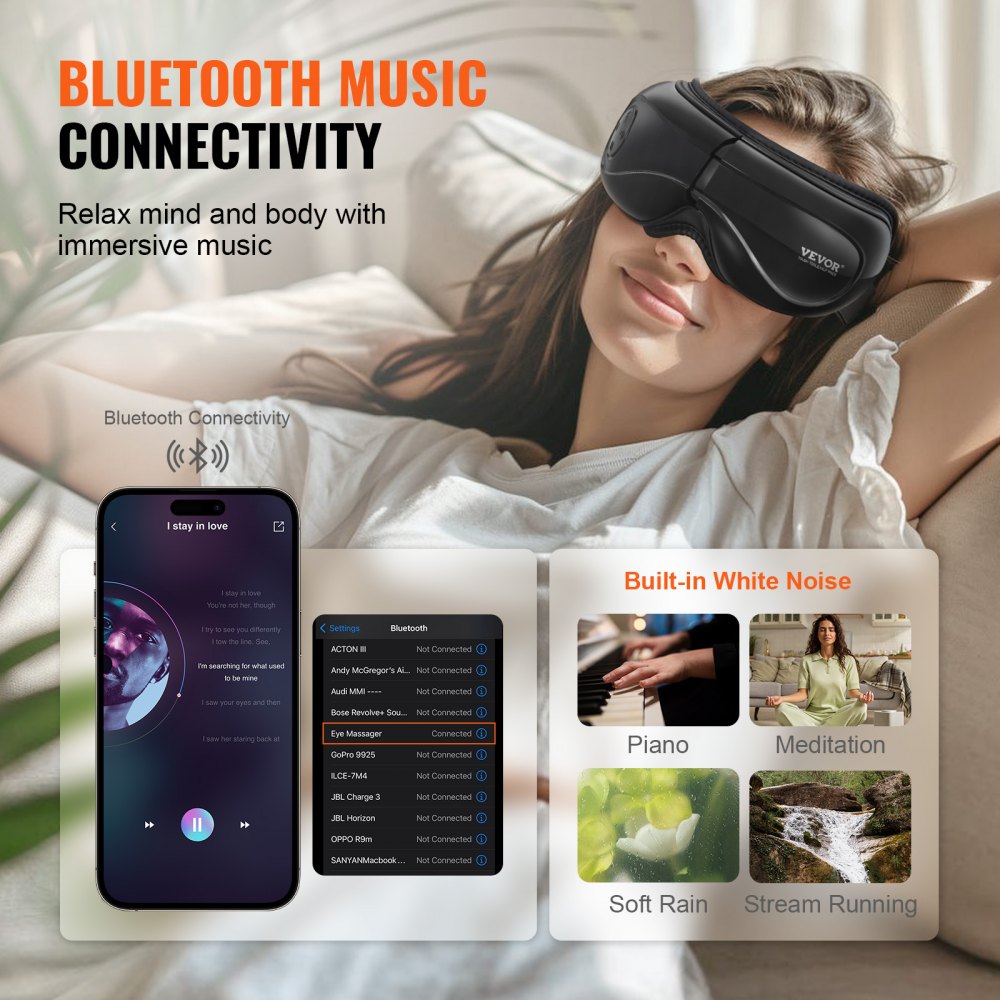 Eye Massager with Heat & Remote Eye Care Device 5 Modes Bluetooth Music