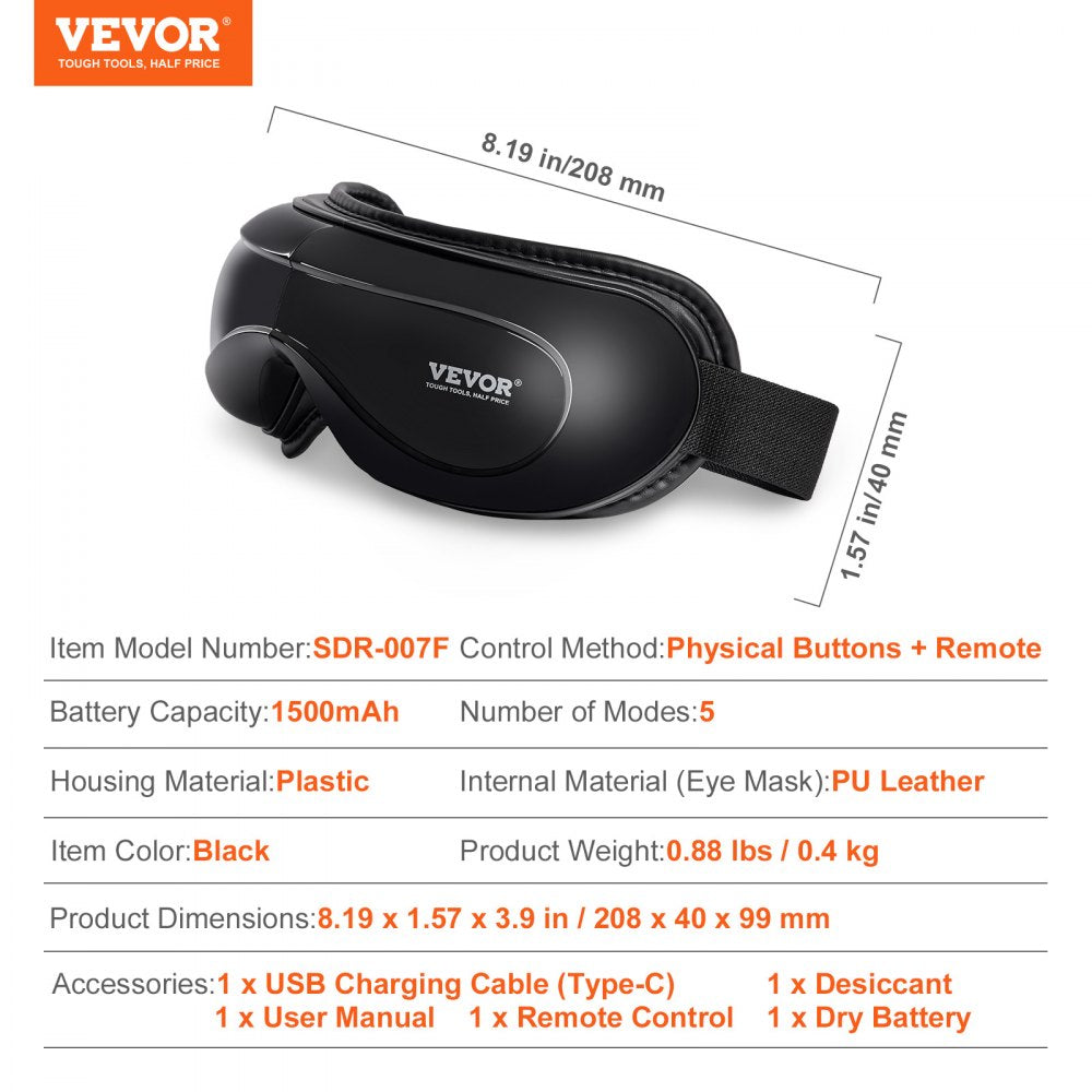 Eye Massager with Heat & Remote Eye Care Device 5 Modes Bluetooth Music