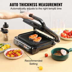 7 IN 1 Commercial Electric Griddle, 14.4" 1800W Indoor Countertop Grill, Stainless Steel Restaurant Teppanyaki Grill with Non Stick Iron Cooking Plate, 0-446℉ Adjustable Temp Control 110V
