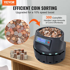 USD Coin Sorter Coin Counter Wrapper and Roller 300 Coins/min LCD Display