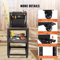 Planer Stand, 100 lbs / 45 kg heavy loads, Three-Gear Height Adjustable Thickness Planer Table,with 4 Stable Casters & Storage Space, for most planers, saws, bench-top machines, power tools