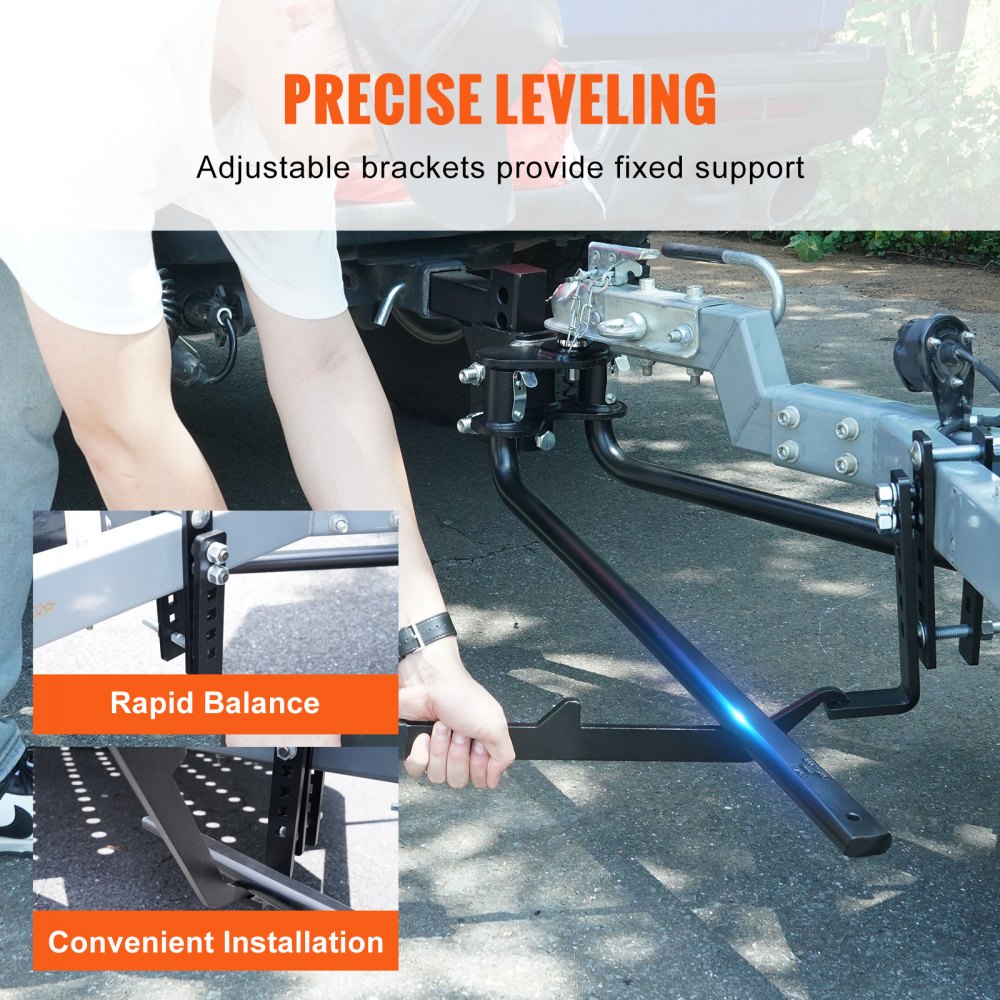 Weight Distribution Hitch, 1,000 lbs Weight Distributing Hitches Kit with Sway Control for Trailer, 2-In Solid Steel Shank, 2-5/16 in Alloy Steel Ball, Powder Coated Load Leveling Hitch, Black