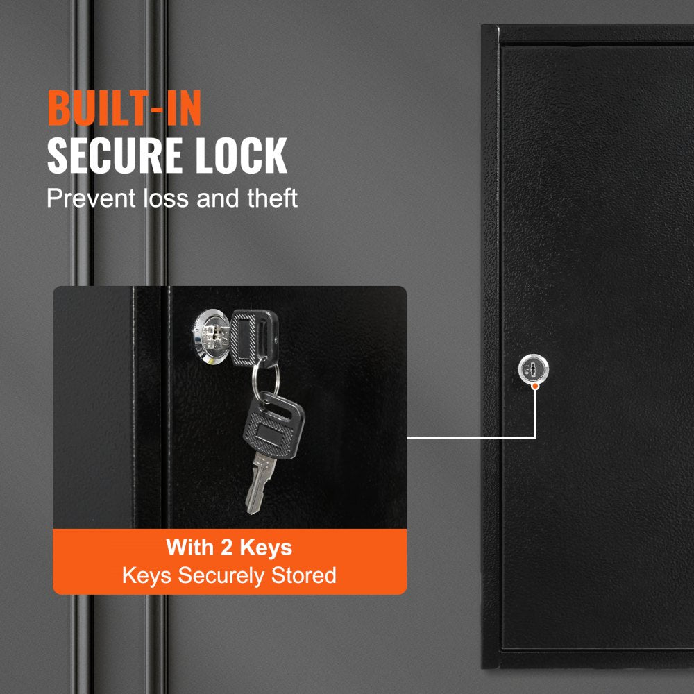 100-Key Cabinet, Key Lock Box with Adjustable Racks, Security Key Storage Box Steel, Key Organizer with 100 Colorful Key Tags and 2 Record Cards for School, Office, Hotel
