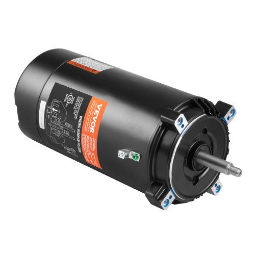 1.5 HP Pool Pump Motor, 56J Frame, 115V(13.6 Amps)/230V(6.8 Amps) 3450 RPM, 60Hz, 1.3 Service Factor, 90μF/250V Capacitor, CCW Rotation Round Flange Replacement Motor