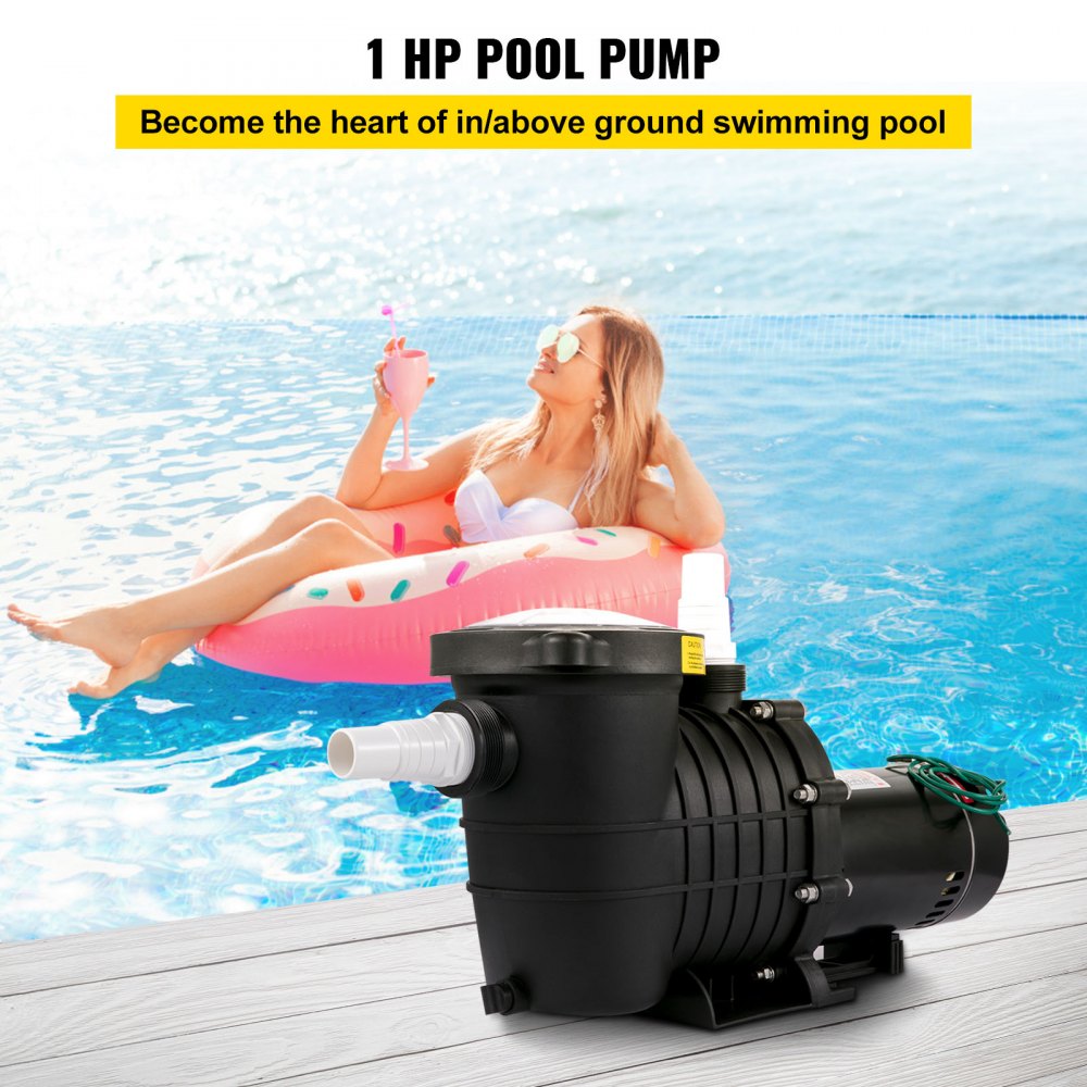 Swimming Pool Pump 1HP, Dual Voltage 110V 220V, 5544GPH, Powerful Pump for Above Ground Pool Water Circulation, with Strainer Basket, 2pcs 1-1/2`` NPT Connectors Tested to UL Standards
