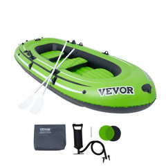 Inflatable Boat, 5-Person Inflatable Fishing Boat, Strong PVC Portable Boat Raft Kayak, 45.6" Aluminum Oars, High-Output Pump, Fishing Rod Holders, and 2 Seats, 1100 lb Capacity for Adults, Kids