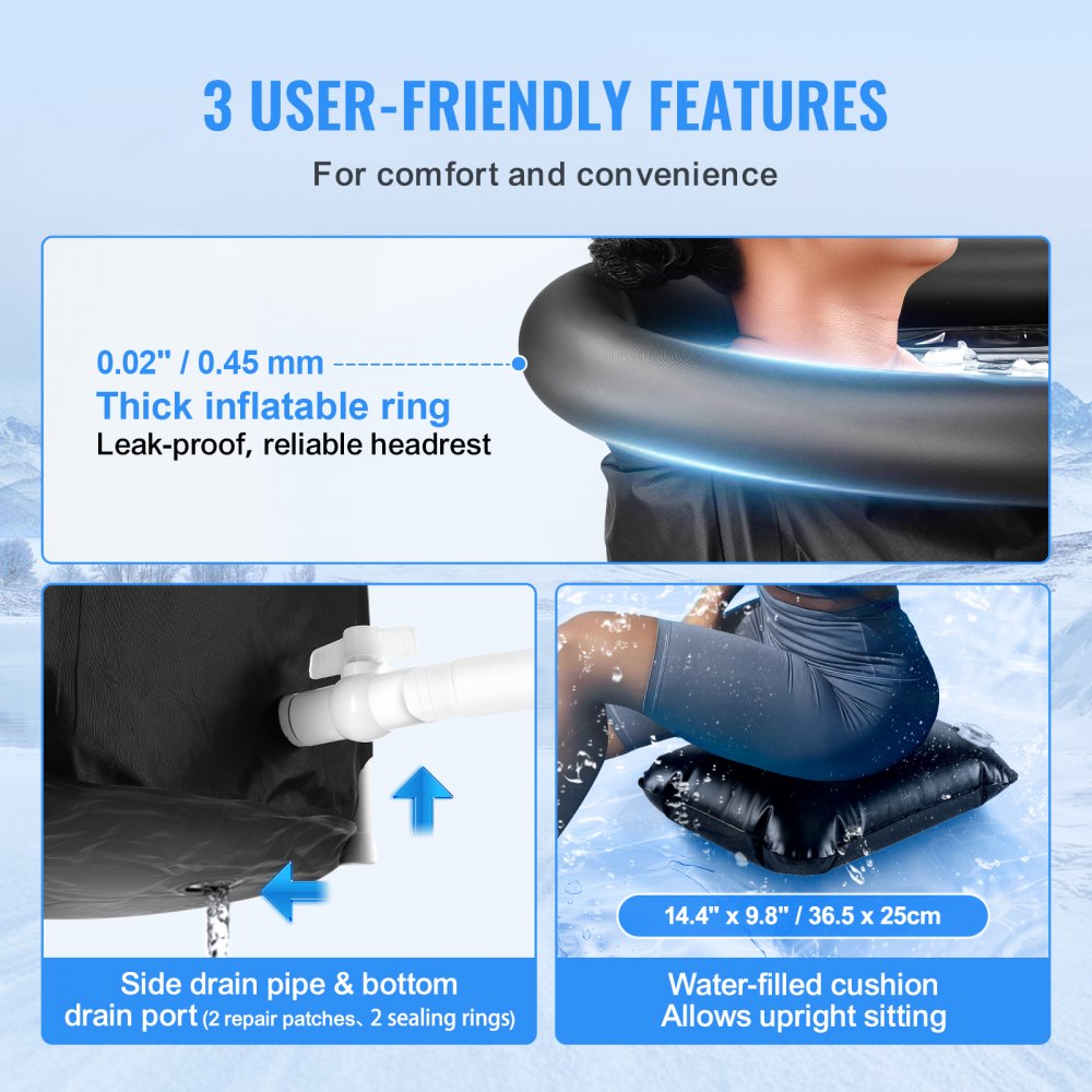 Ice Bath Tub for Athlete Cold Water Therapy Plunge Tub Inflatable Bathtub