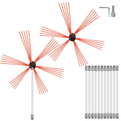 Chimney Sweep Kit 39FT Length, Chimney Brush Kit with 12 Nylon Flexible Rods and 2 Brush Head, Rotary Chimney Cleaning Kit Driven by Drill, Chimney Brush Rod Kit for Sweeping Fireplace