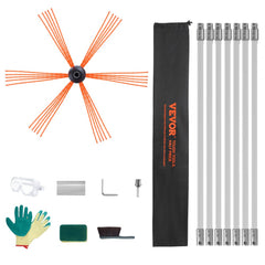 23 Feet Chimney Sweep Kit, w/ 7 Reinforced Nylon Flexible Rods, Ergonomic Chimney Cleaning Brush, 360-Degree Brush Chimney Cleaner, Rich Accessories for Fireplace Flue Home Use Fits most Pipes