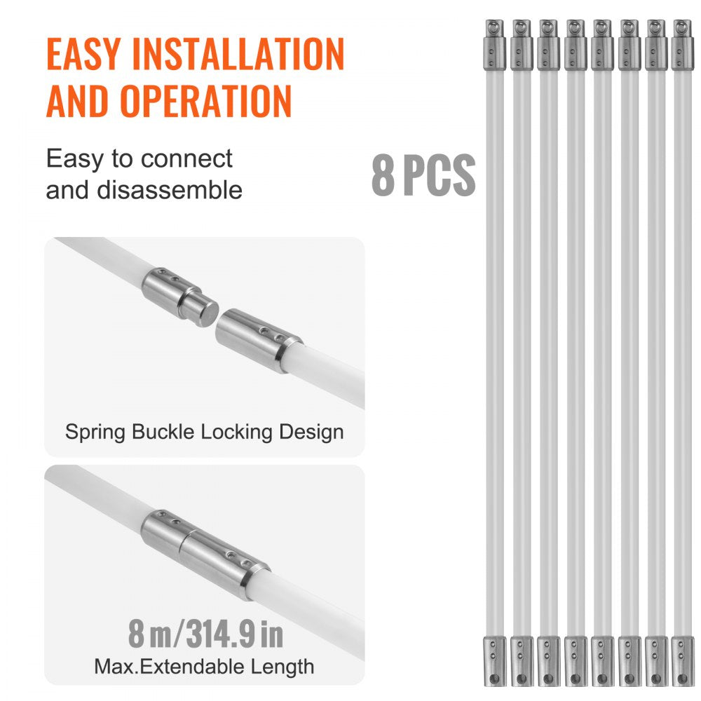 26 Feet Chimney Sweep Kit, w/ 8Reinforced Nylon Flexible Rods, Ergonomic Chimney Cleaning Brush, 360-Degree Brush Chimney Cleaner, Rich Accessories for Fireplace Flue Home Use Fits most Pipes
