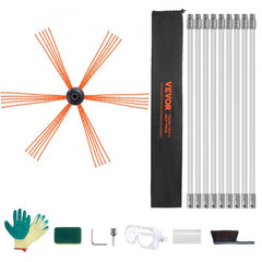 30 Feet Chimney Sweep Kit, w/ 9 Reinforced Nylon Flexible Rods, Ergonomic Chimney Cleaning Brush, 360-Degree Brush Chimney Cleaner, Rich Accessories for Fireplace Flue Home Use Fits most Pipes