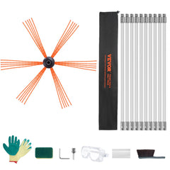 33 Feet Chimney Sweep Kit, w/ 10 Reinforced Nylon Flexible Rods, Ergonomic Chimney Cleaning Brush, 360-Degree Brush Chimney Cleaner, Rich Accessories for Fireplace Flue Home Use Fits most Pipes