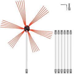Chimney Sweep Kit 23FT Length, Chimney Brush Kit with 7 Nylon Flexible Rods, Rotary Chimney Cleaning Kit Driven by Drill, Chimney Cleaning Tool Kits for Sweeping Fireplace Flue