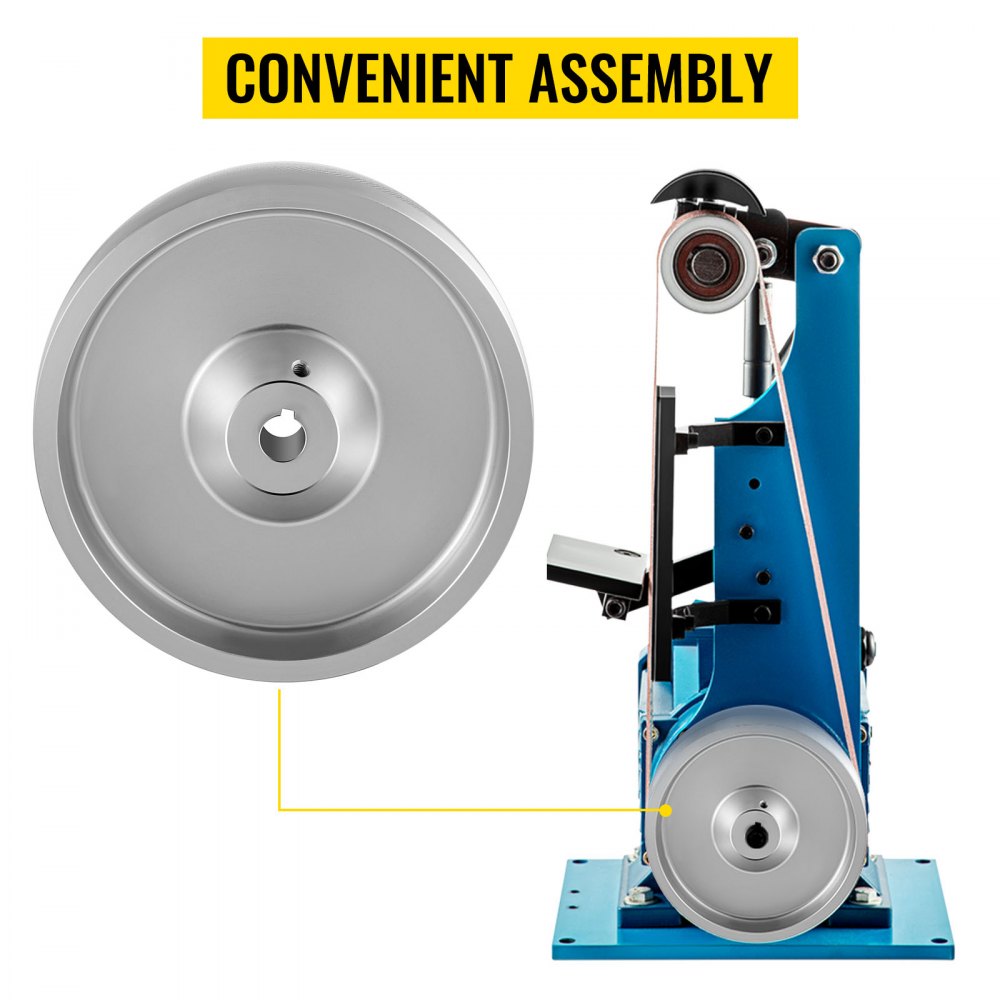 6-inch anodized aluminum drive wheel with 5/8-inch bore for 2x72-inch belt grinder.