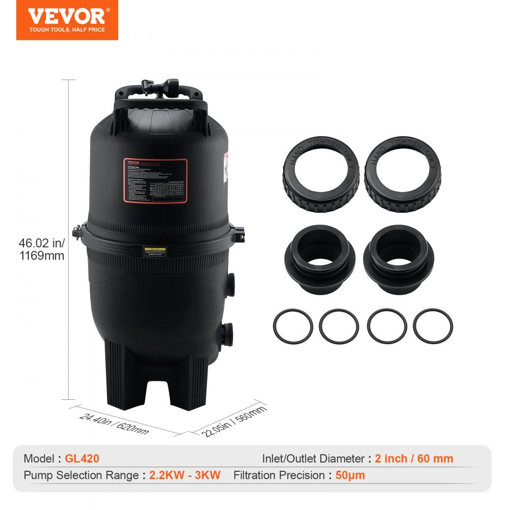 Cartridge Pool Filter, 425Sq. Ft Filter Area Inground Pool Filter, Above Ground Swimming Pool Filtration Filter System with Upgrade Filter &Leak-proof, for Hot Tubs, Spa, Inflatable Pool
