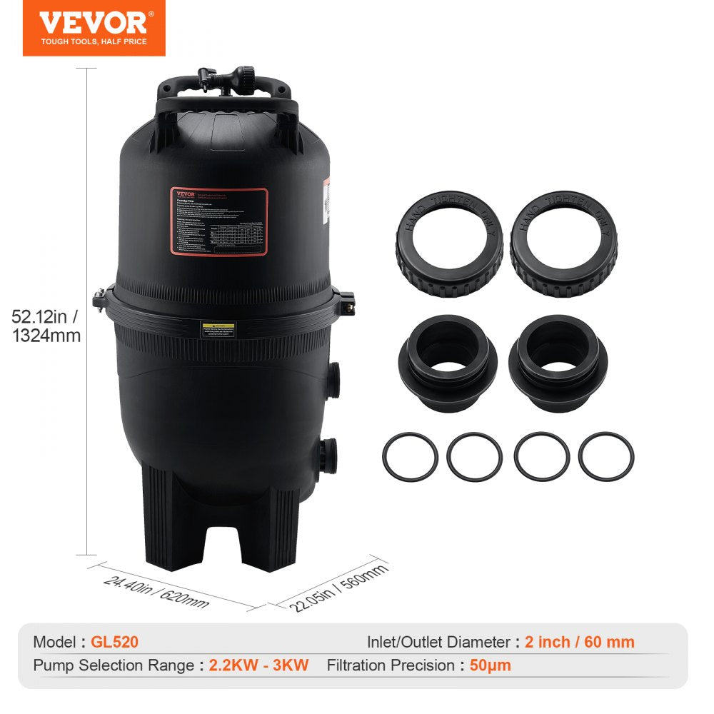 Cartridge Pool Filter, 525Sq. Ft Filter Area Inground Pool Filter, Above Ground Swimming Pool Filtration Filter System with Upgrade Filter &Leak-proof, for Hot Tubs, Spa, Inflatable Pool