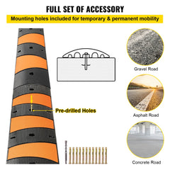 Rubber Speed Bump, 2 Pack 2 Channel Speed Bump Hump, 72.8" Long Modular Speed Bump Rated 22000 LBS Load Capacity, 72.8 x 12.2 x 2.2 Garage Speed Bump for Asphalt Concrete Gravel Driveway-6 FT