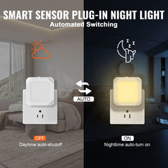 LED Night Light, 4 Pack Plug in LED Night Light, 0.6 W 3000k Soft White Light, with Dusk-to-Dawn Light Sensor, for Bedroom, Bathroom, Hallway