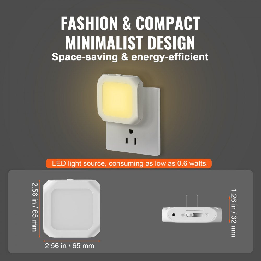 LED Night Light, 4 Pack Plug in LED Night Light, 0.6 W 3000k Soft White Light, with Dusk-to-Dawn Light Sensor, for Bedroom, Bathroom, Hallway