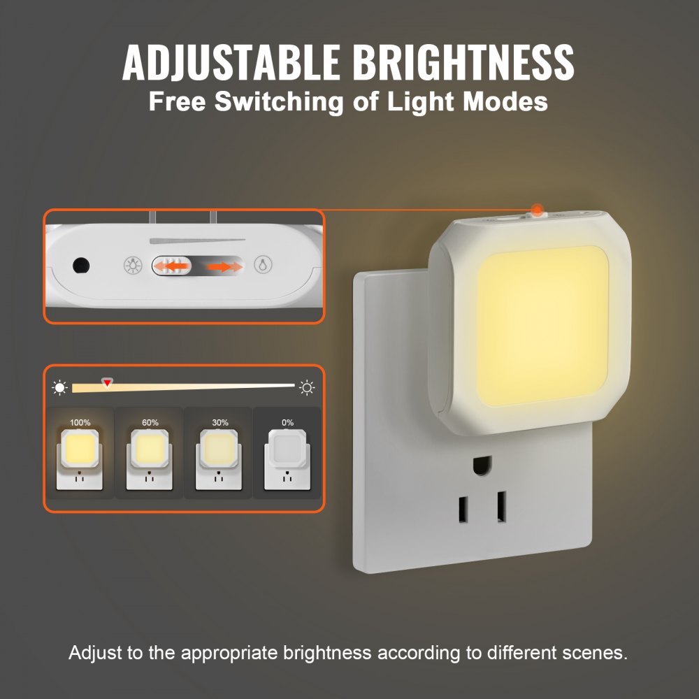 LED Night Light, 4 Pack Plug in LED Night Light, 0.6 W 3000k Soft White Light, with Dusk-to-Dawn Light Sensor, for Bedroom, Bathroom, Hallway