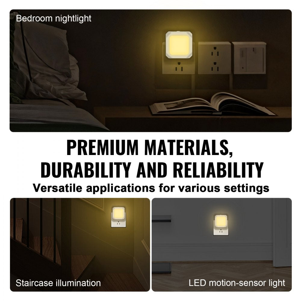 LED Night Light, 4 Pack Plug in LED Night Light, 0.6 W 3000k Soft White Light, with Dusk-to-Dawn Light Sensor, for Bedroom, Bathroom, Hallway