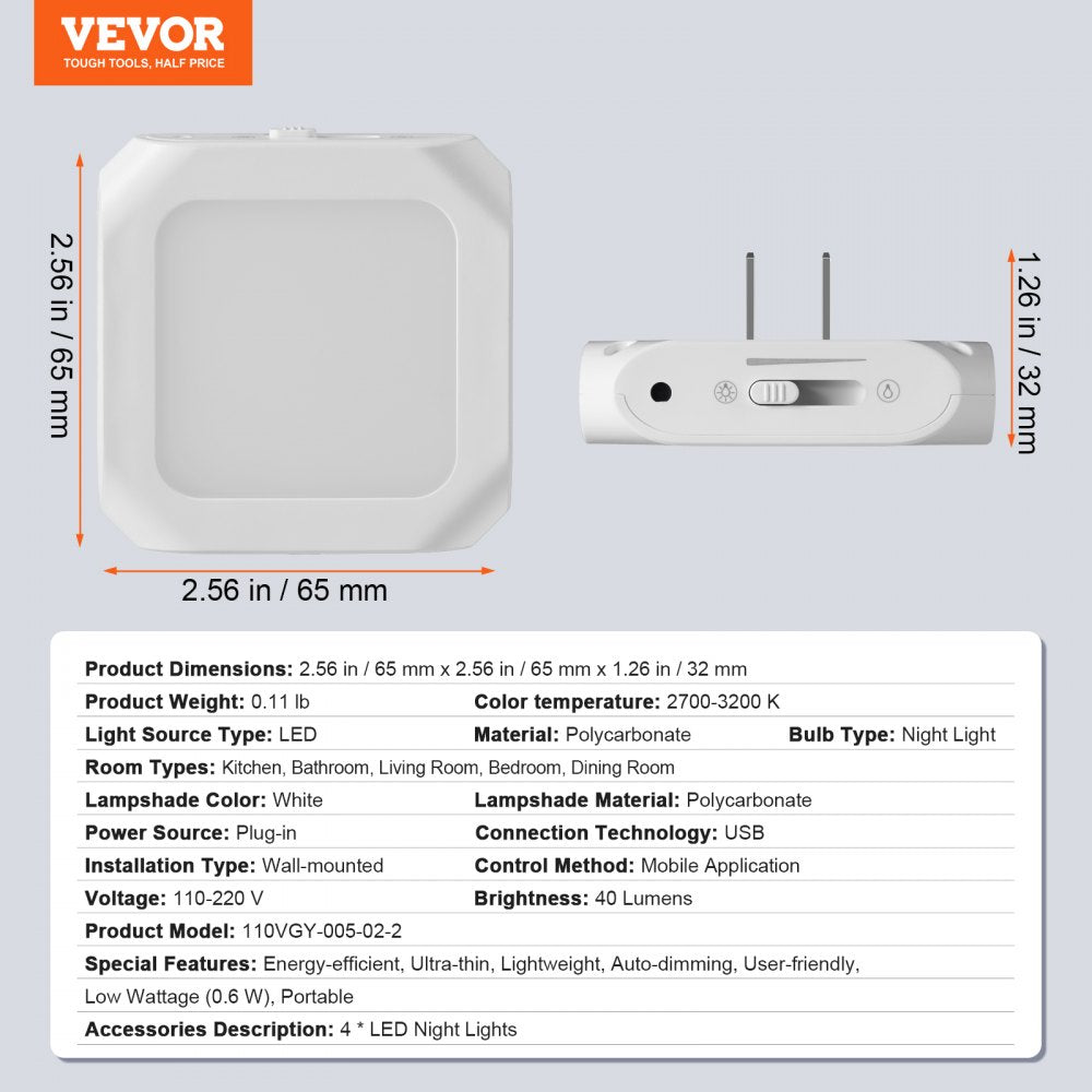 LED Night Light, 4 Pack Plug in LED Night Light, 0.6 W 3000k Soft White Light, with Dusk-to-Dawn Light Sensor, for Bedroom, Bathroom, Hallway