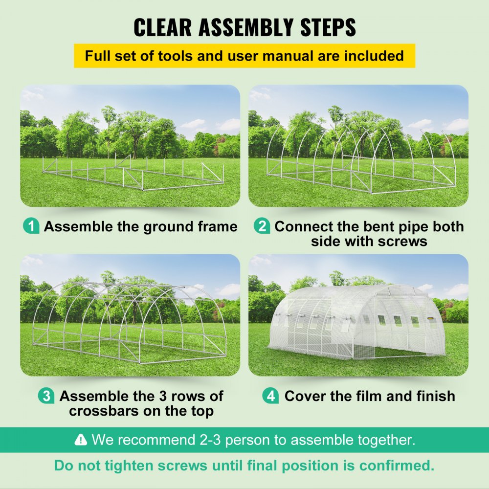 Walk-in Tunnel Greenhouse, 20 x 10 x 7 ft Portable Plant Hot House w/ Galvanized Steel Hoops, 3 Top Beams, Diagonal Poles, 2 Zippered Doors & 12 Roll-up Windows, White