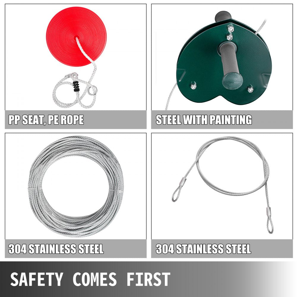 Zipline Kit 100ft Ultimate Zip Line Kit Toys With Seat Trolley Stainless Steel