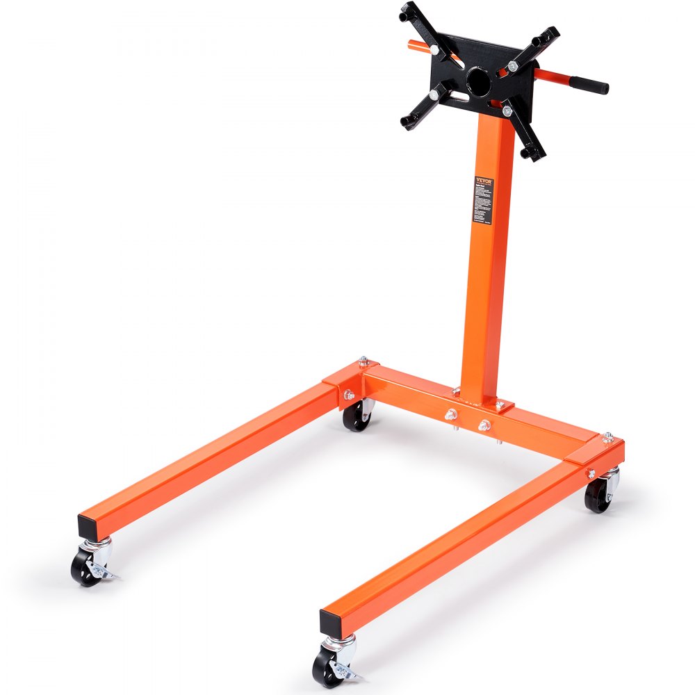 Engine Stand, 1300 lbs (3/5 Ton) Rotating Engine Motor Stand with 360 Degree Adjustable Head, Cast Iron Motor Hoist Dolly, 4-Caster, 4 Adjustable Arms, for Vehicle Maintenance, Auto Repair