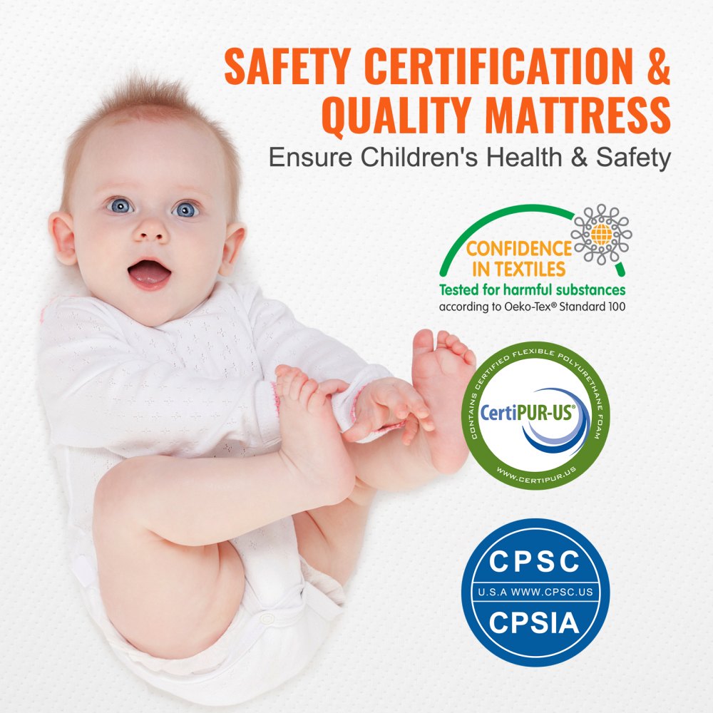 Crib Mattress, Two-sided Breathable Toddler Mattress of Memory Foam, Baby Mattress for Infant and Toddler with 2 Waterproof Covers for Replacement, Removable and Washable, 24x38x3.1 inch