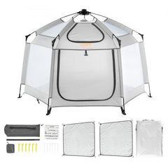 Baby Playpen with Canopy, Indoor/Outdoor Portable Playpen for Babies and Toddler, Lightweight & Foldable, Pop Up Toddler Play Yard with 3 Sun-Shades & Travel Bag for Park Beach Home, 59.8"x59.8"