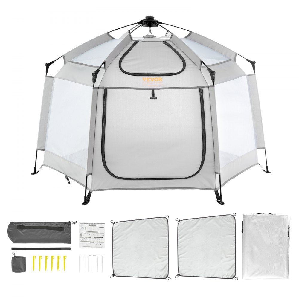 Baby Playpen with Canopy, Indoor/Outdoor Portable Playpen for Babies and Toddler, Lightweight & Foldable, Pop Up Toddler Play Yard with 3 Sun-Shades & Travel Bag for Park Beach Home, 59.8"x59.8"