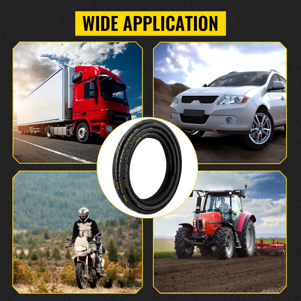 Bostome 3/8" x 50ft hydraulic hose with 2-wire braid and 4800 PSI rubber construction.