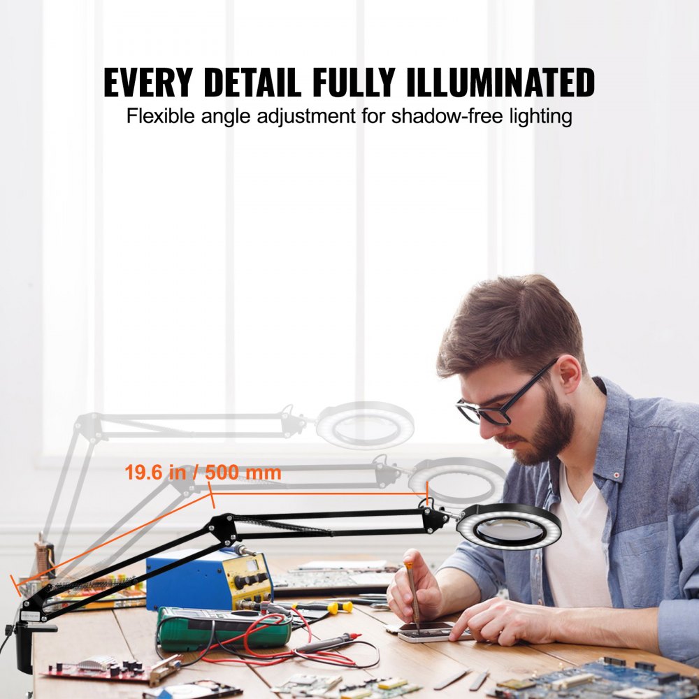 5X Floor Magnifying Glass with Light and Stand LED 5 Color Modes 3-in-1