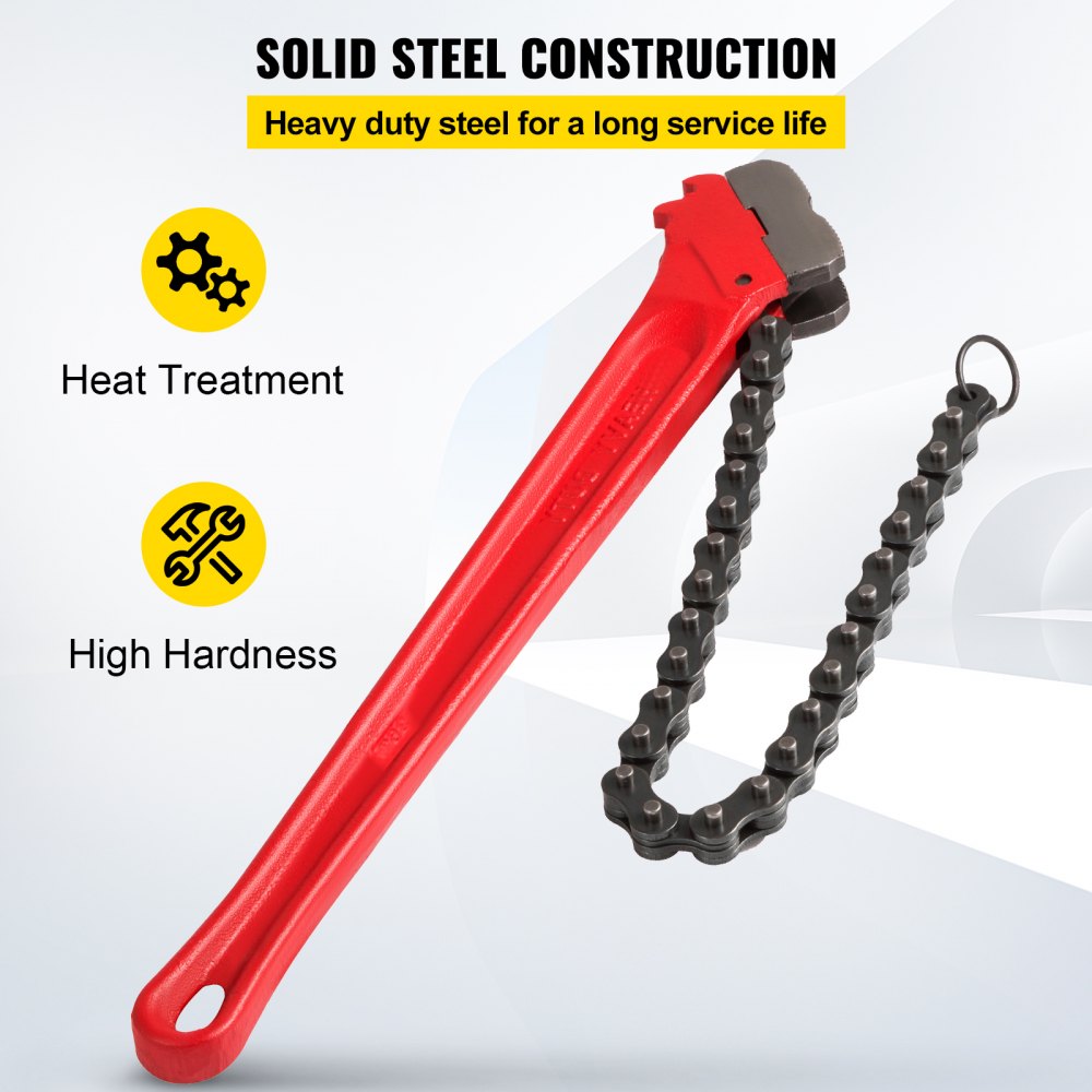 36-inch red heavy-duty chain pipe wrench with solid steel construction and heat-treated chain.