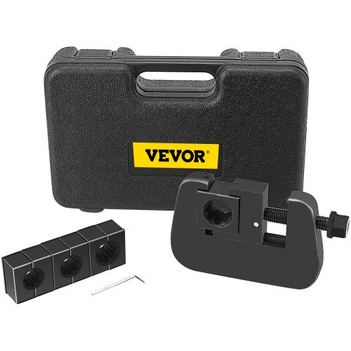 Manual A/C hose crimper kit with four dies and a black carrying case by Vevor.